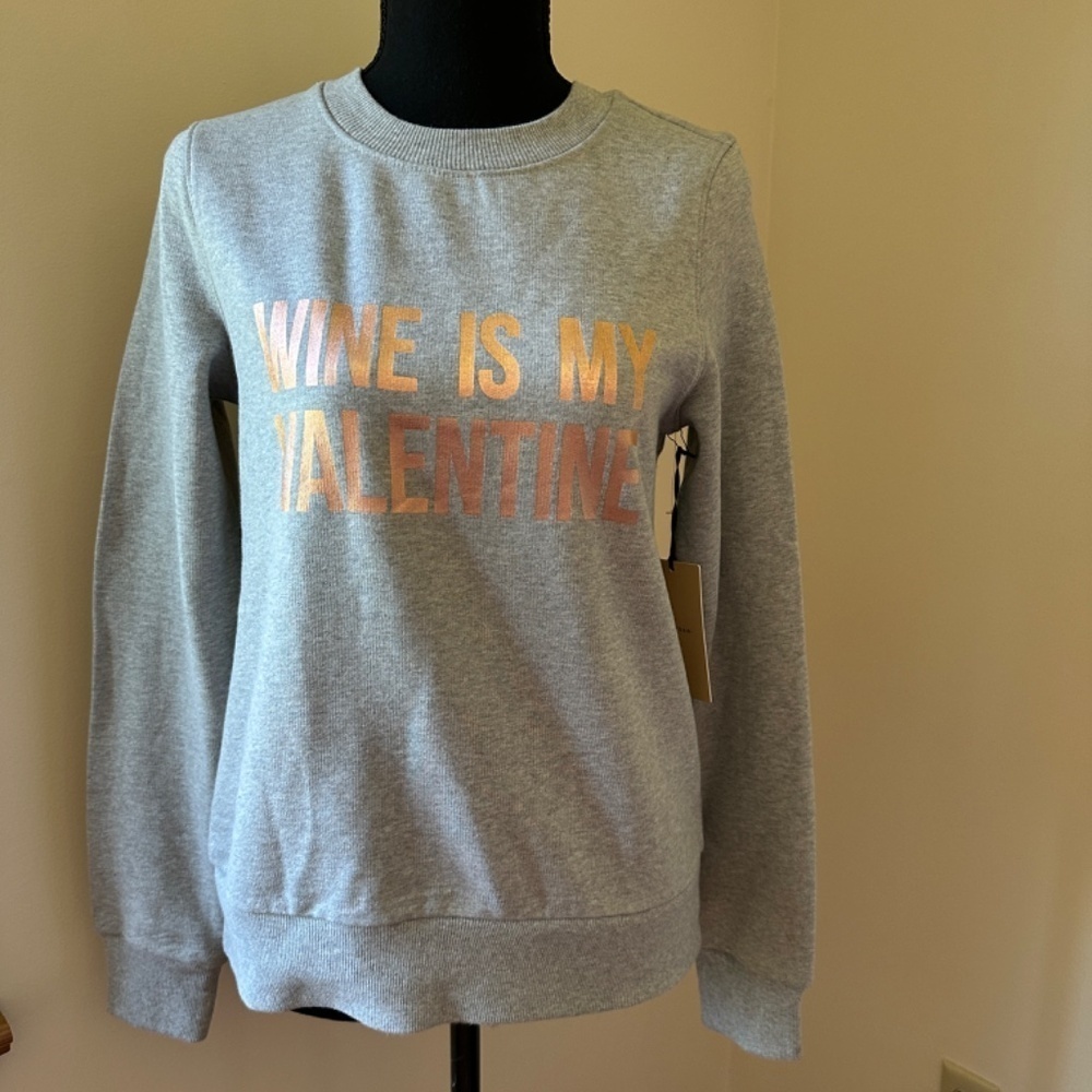 *HALOGEN* White x Metallic Wine Is My Valentine Sweater Size XS NWT